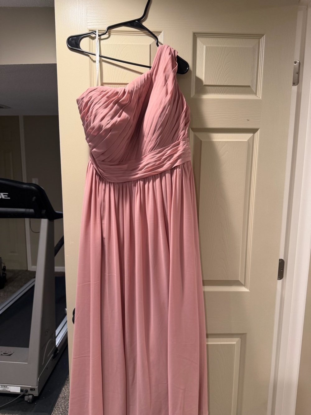 Azazie One-Shoulder Blush Pink Bridesmaid Gown
